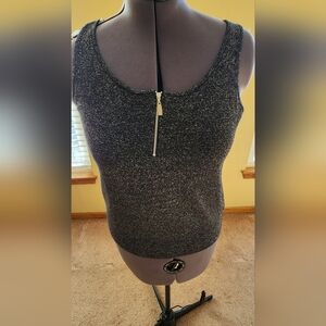 Nygard Scoop Neck Basic Stretch Tank Top with Zipper and lurex